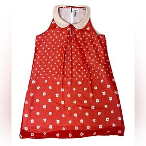 Miss Miss- Midi‎ Floral Pattern Sleeveless Dress - Size L - Red & Cream - Retro